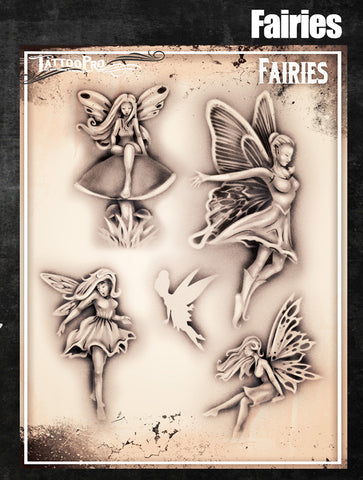 Wiser's fairies  Airbrush Tattoo Pro Stencil Series 5