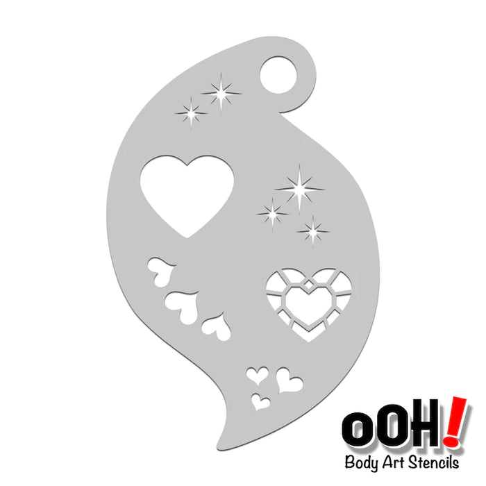 R02 Jewel Heart Storm Ooh! face Painting Stencil