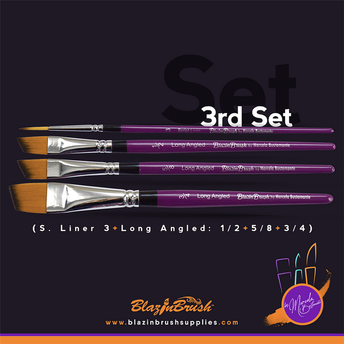Set of 4 Long Angle Blazin Brushes by Marcela Bustamante