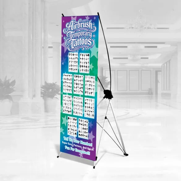 Killer Stencils® Airbrush Temporary Tattoo Banner System | 275 Organized Tattoo Stencils with Professional Display & Storage Case