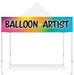 2x10 balloon artist banner displayed on a. white festival tents