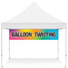 2x10 ft balloon twisting banner installed in the back of the festival tent
