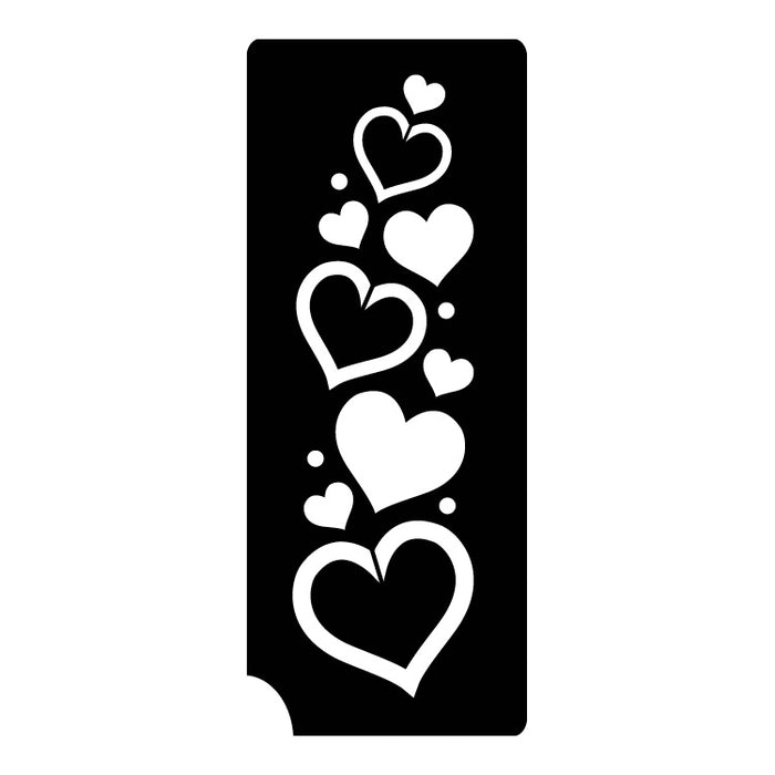 333 Hearts splash - Set of 5 - Art Factory Glitter Tattoo Stencil
