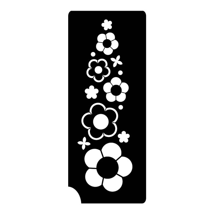 334 Flowers splash - Set of 5 - Art Factory Glitter Tattoo Stencil