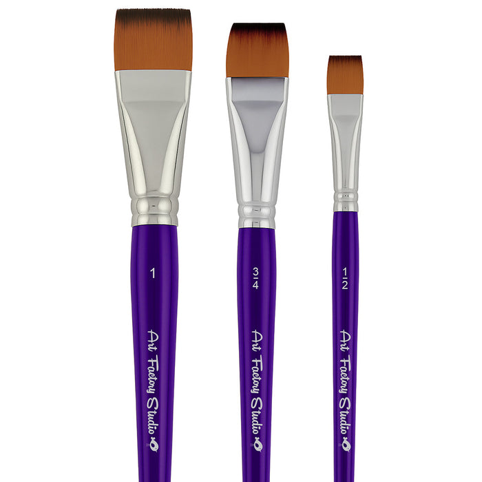 3 Flat Art Factory Studio Brush Set