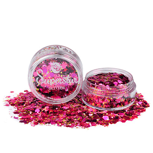 Superstar | Biodegradable Loose Chunky Glitter Mix - Rose Pink (6ml jar)