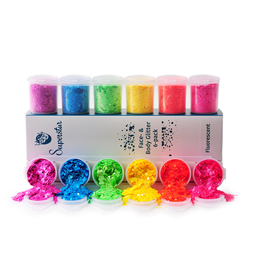 Fluorescent Chunky Glitter Mix 6-pack by Superstar — www.