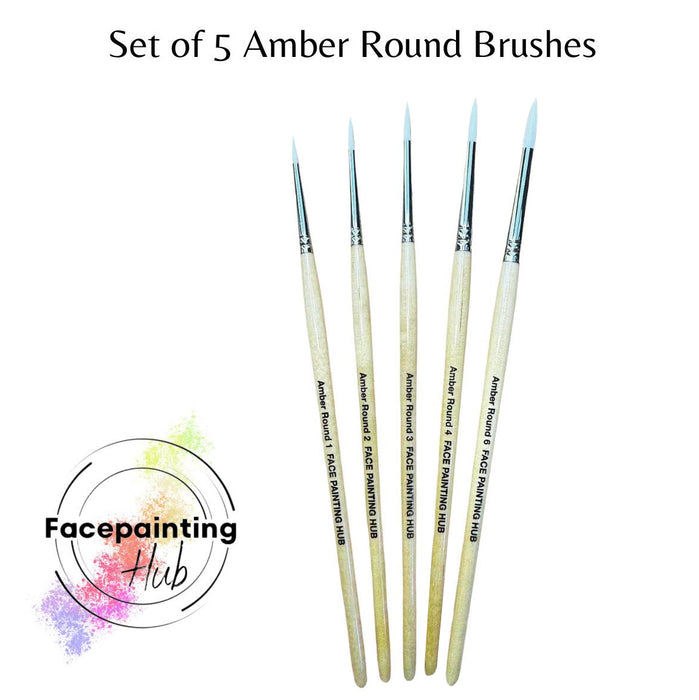 Set of 5 Amber Round Brushes - Face Painting Hub