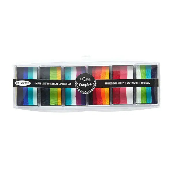 Global Rainbow Burst 6 One Strokes Face & BodyArt Refillable FX Palette Sampler 6x 15g