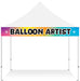 1x10 ft balloon artist banner on a white festival tent