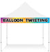 1x10 balloon twisting banner on a white festival tent
