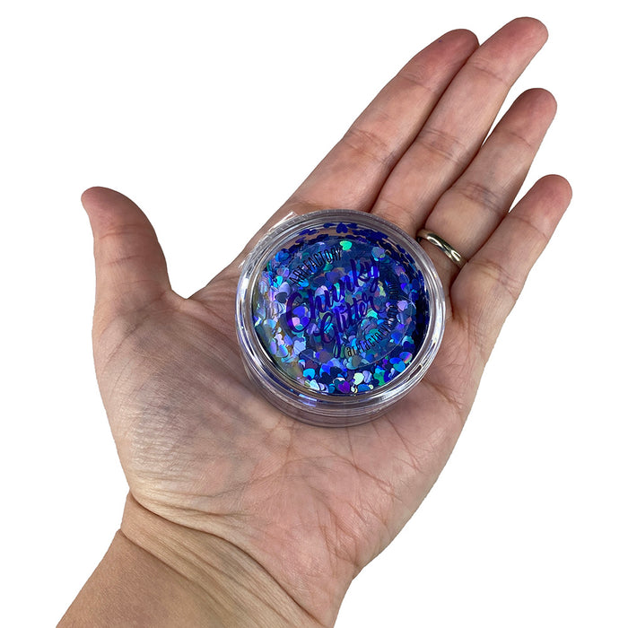 Loose Chunky Glitter - Blue Holographic Hearts • Art Factory