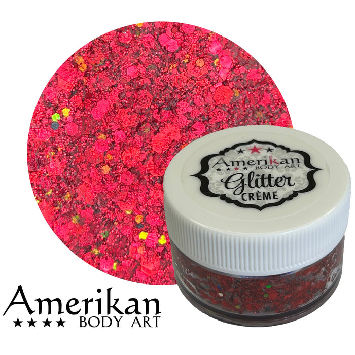 Cosmos is a fire red Glitter cream jar