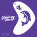 Boomerang stencil with dolphin design on a purple background