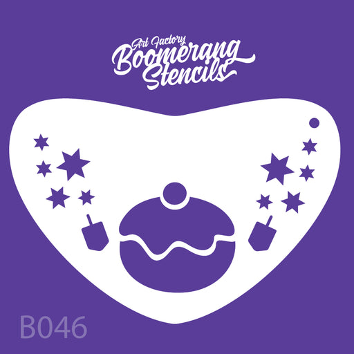 Boomerang stencils donut stencil with stars on a purple background