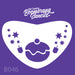 Boomerang stencils donut stencil with stars on a purple background