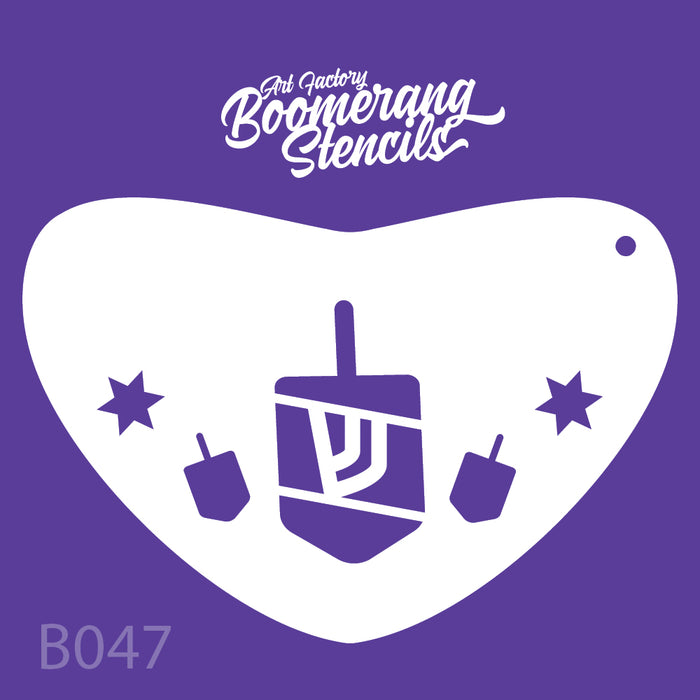 Dreidel face painting and airbrush boomerang stencil 