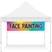 Face painting banner on a white event tent