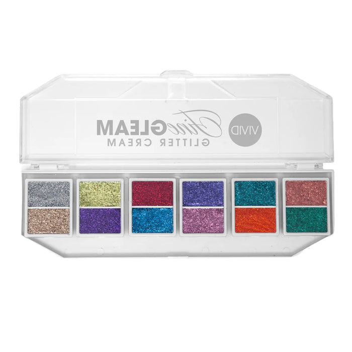 Vivid Gleam Glitter Cream Prismatic Palette – 12 Shade Fine Gleam Glitter Cream