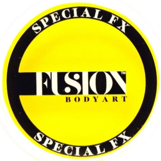 A circular yellow and black sticker or decal with the text 'SPECIAL FX FUSION BODYART' in white and black lettering.