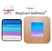 A face paint swatch product labeled 'Glacier' from Facepainting Hub, showing a square compact with blue, cyan, purple, and white horizontal paint layers next to a skin swatch demonstrating the split-color effect.
