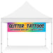 Glitter tattoo banner installed on festival tent