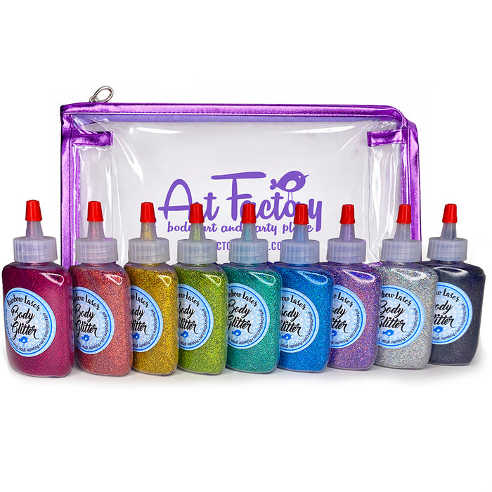 9-set Rainbow Laser Body Glitter in 1 oz bottles