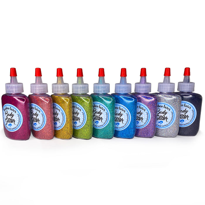 9-set Rainbow Laser Body Glitter in 1 oz bottles