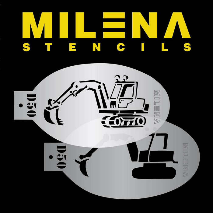 Milena Double Stencil - Excavator with Folded Arm