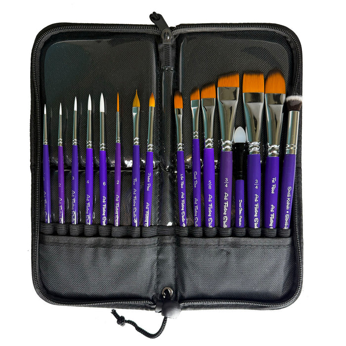 Art Factory Studio 16-Piece Face Painting Brush Set & Case