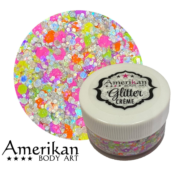 Orion Pink Yellow orange chunky Glitter cream jar