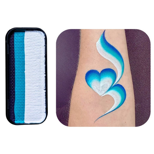 Ocean Rose onestroke face paint cake by Face Painting Hub, deep blue, teal and white swatch