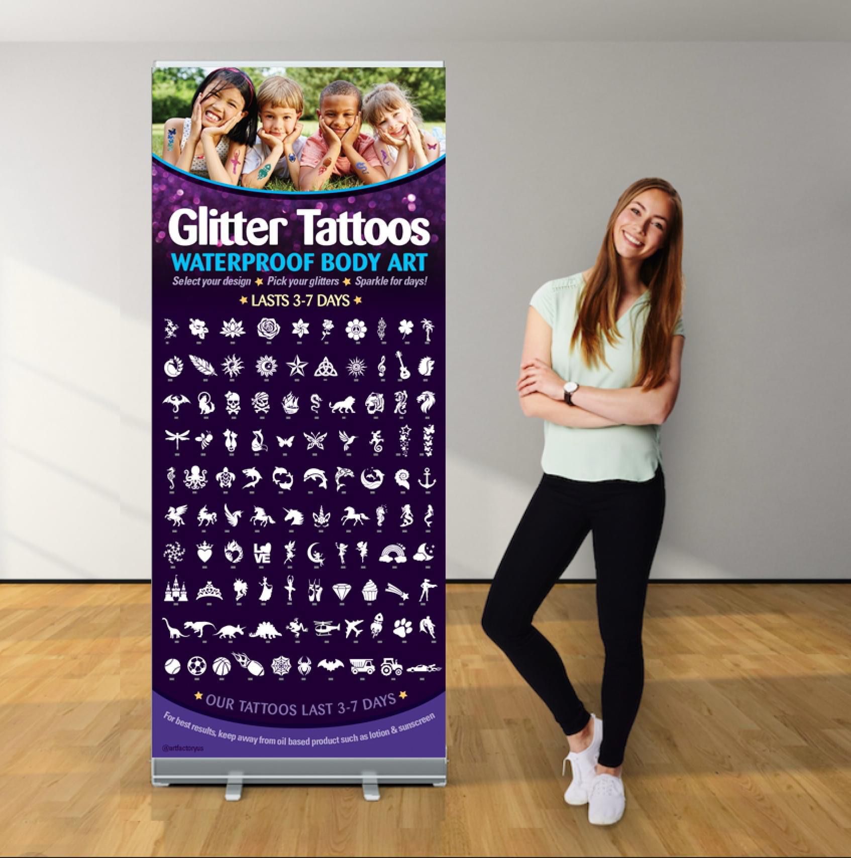 Glitter Tattoo Display Retractable Banner- Best Sellers — www ...