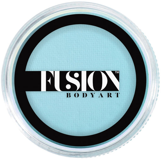 Container of light blue paint with 'Fusion Body Art' logo on a white background
