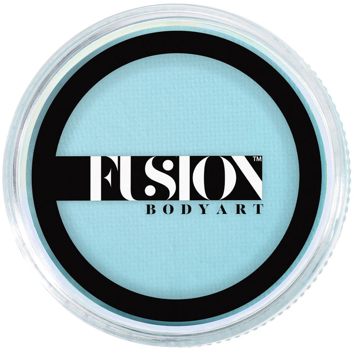 Container of light blue paint with 'Fusion Body Art' logo on a white background