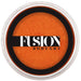 Orange face paint in a Fusion Body Art container on a white background