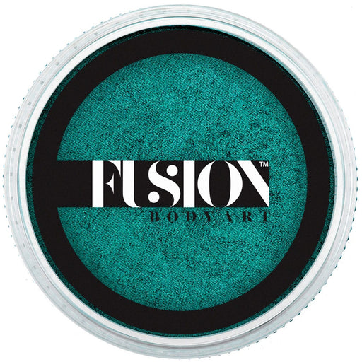 Teal body paint container with Fusion Body Art logo on a white background
