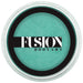 Turquoise face paint container with Fusion Body Art logo on a white background