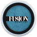 Blue body paint container with Fusion Body Art logo on a white background