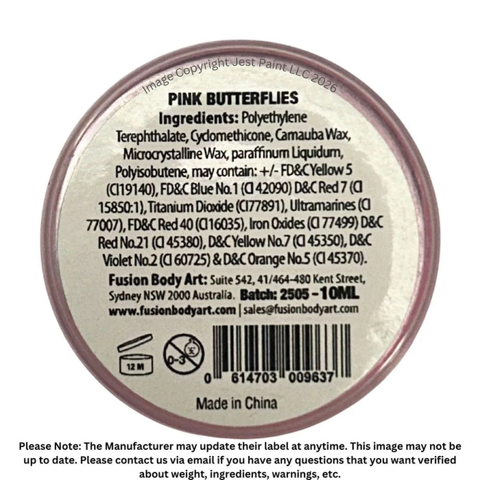 Fusion Body Art | Glitter Creams - Pink Butterflies 10ml