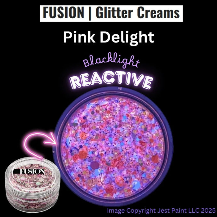 Fusion Body Art | Glitter Creams - Pink Delight 10ml (UV Reactive)
