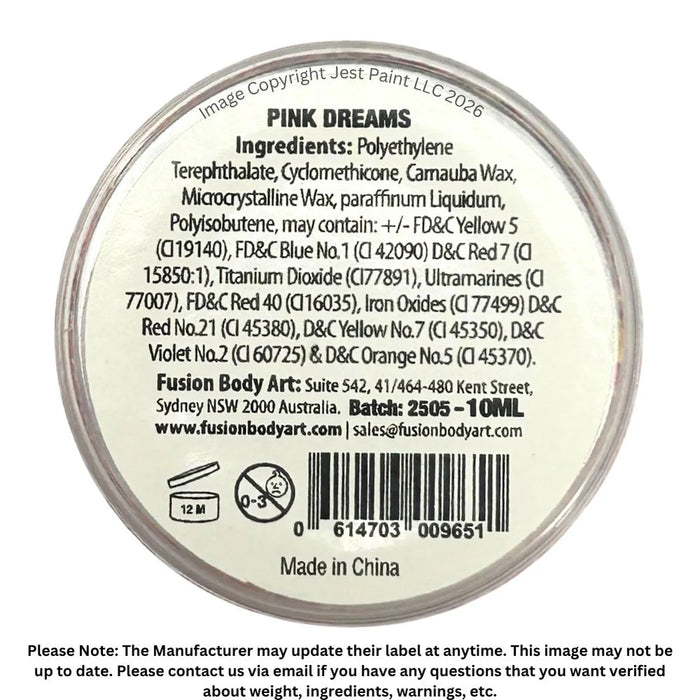 Fusion Body Art | Glitter Creams - Pink Dreams 10ml