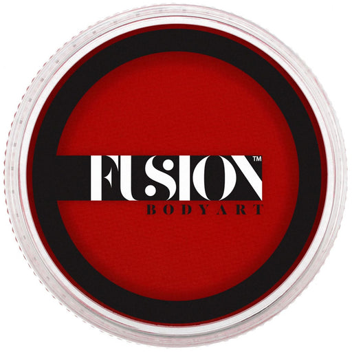 Red face paint container with 'Fusion Body Art' logo on a white background
