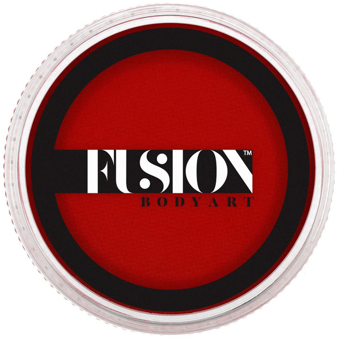 Red face paint container with 'Fusion Body Art' logo on a white background
