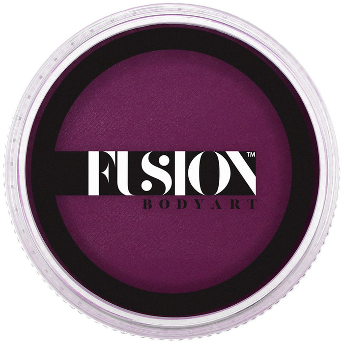 Purple face paint container with 'Fusion Body Art' logo on a white background