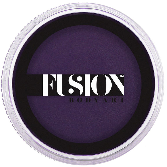 Purple body paint container with 'Fusion Body Art' logo on a white background