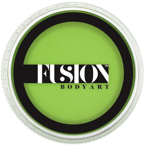 Green body paint container with 'Fusion Body Art' logo on a white background