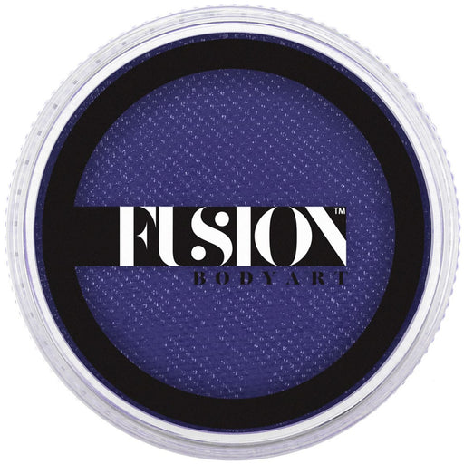 Blue face paint container with 'Fusion Body Art' logo on a white background