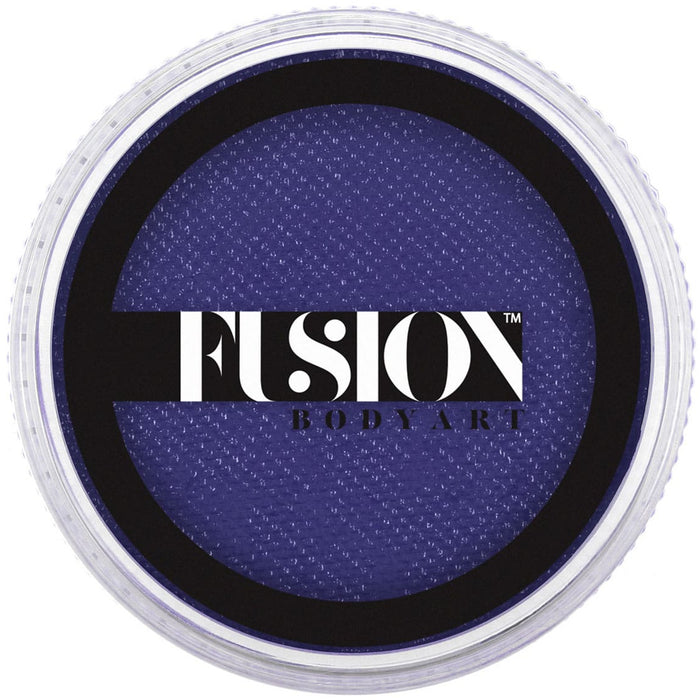 Blue face paint container with 'Fusion Body Art' logo on a white background