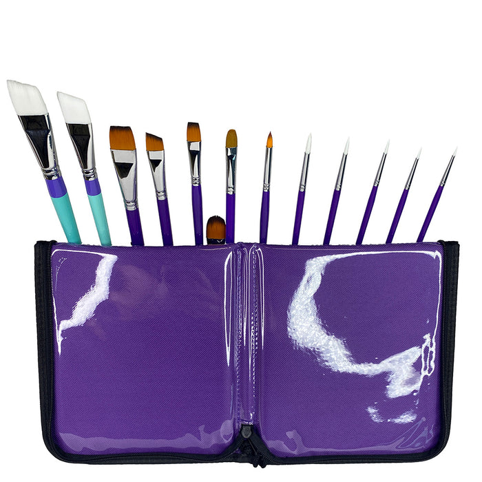 NEW DESIGN - Purple 50 Brush Holder/ Easel & Carrying Case by the Art Factory